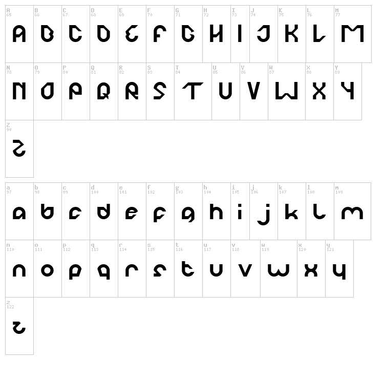 Robo Cop font map